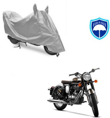 SRENTERPRISES Two Wheeler Cover for Royal Enfield(Classic Chrome, Silver)