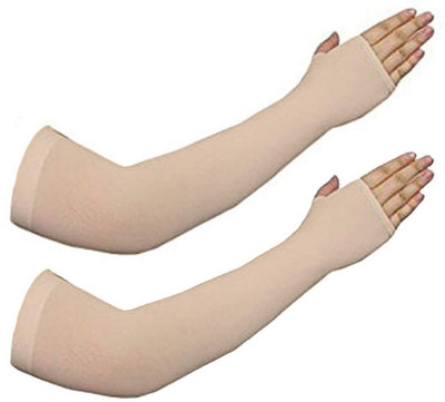 V N COLLECTION Nylon Arm Sleeve For Men & Women(Free, Beige)