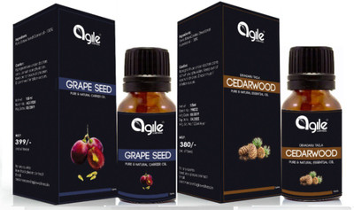Agile Wellness Pure and Natural Grape Seed Oil 15 ml , Cedar wood Essential Oil 15 ml(30 ml)
