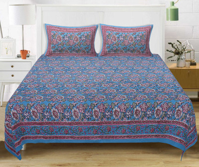 Texstylers 220 TC Cotton King Jaipuri Prints Flat Bedsheet(Pack of 1, multicolor03)