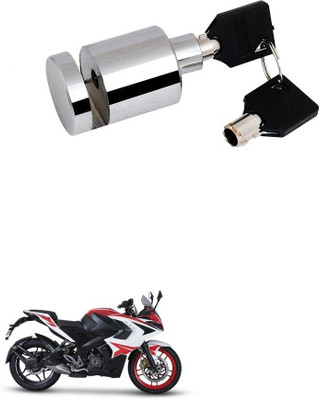 AutoGnix Heavy Duty Disc Brake Lock Stainless Steel Lock for Bajaj Pulsar RS 200 Disk_RoundX_1379 Disc Lock(Silver)