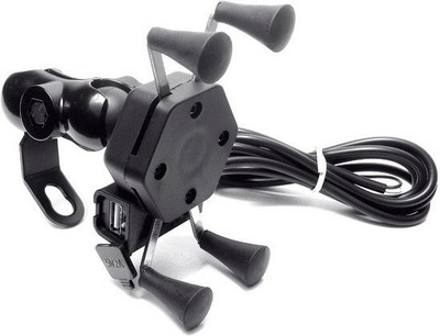 AutoPowerz MultiFunctional Mobile Holder with USB Charger Mototrcycle Mobile Holder Bracket 2.1 A Bike Mobile Charger