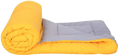 Beta Divine Solid Double Comforter for  Mild Winter(Microfiber, Yellow, Grey)
