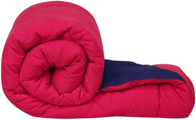 CRAZY WORLD Solid Single Comforter for  Mild Winter(Microfiber, Pink, Blue)