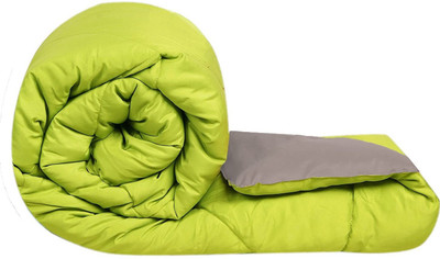 Beta Divine Solid Single Comforter for  Mild Winter(Microfiber, Green, Grey)