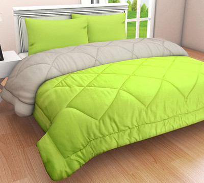 TUNDWAL'S Solid Single Comforter for  Mild Winter(Microfiber, Green, Grey)