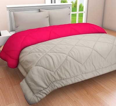 CRAZY WORLD Solid Double Comforter for  Mild Winter(Microfiber, Pink, Grey)