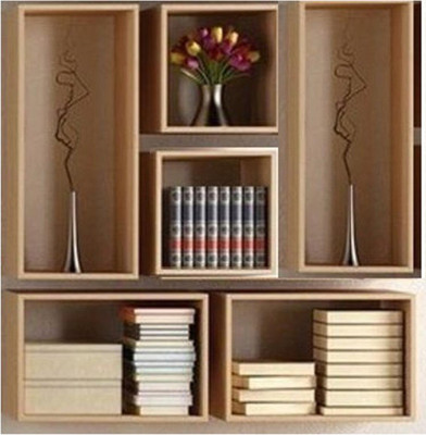 OnlineCraft book shelf ( BROWN ) 2 WALI Engineered Wood Open Book Shelf(Finish Color - BROWN, DIY(Do-It-Yourself))