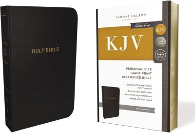 KJV Holy Bible: Personal Size Giant Print with 43,000 Cross References, Black Leather-Look, Red Letter, Comfort Print: King James Version(English, Paperback, Thomas Nelson)