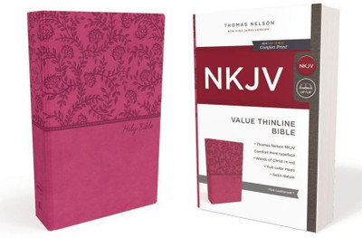 NKJV, Value Thinline Bible, Pink Leathersoft, Red Letter, Comfort Print(English, Leather / fine binding, Nelson Thomas)