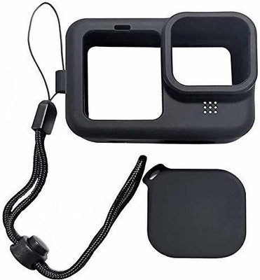 Hiffin Protective Silicone Sleeve Case + Lanyard Accessories Soft Rubber Frame Cover Protection for Go Pro Compatible with GoPro Hero 9 Black Action Camera (Black)  Camera Bag(Black)