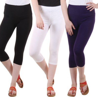 DIAZ Cotton Lycra capri for women,capri for ladies,capri for girls, Women Purple, White, Black Capri