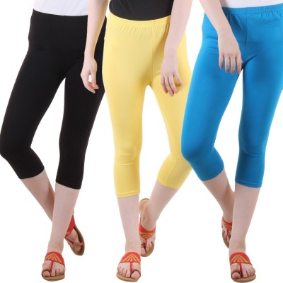 DIAZ Women Light Blue, Black, Yellow Capri