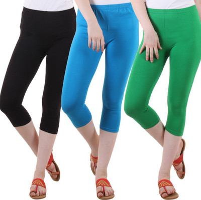 DIAZ Cotton Lycra capri for women,capri for ladies,capri for girls, Women Light Blue, Green, Black Capri