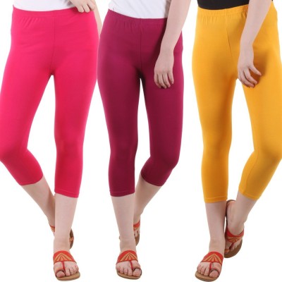 DIAZ Cotton Lycra capri for women,capri for ladies,capri for girls, Women Maroon, Pink, Yellow Capri