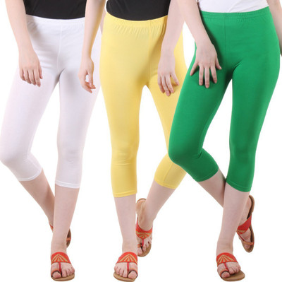 DIAZ Women White, Green, Yellow Capri