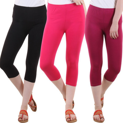 DIAZ Women Maroon, Black, Pink Capri