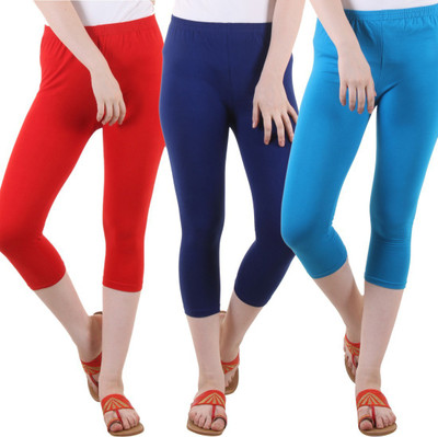 DIAZ Cotton Lycra capri for women,capri for ladies,capri for girls, Women Light Blue, Red, Blue Capri