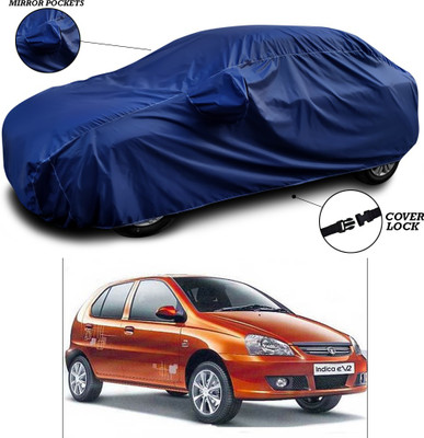 SEBONGO Car Cover For Tata Indica eV2 (With Mirror Pockets)(Blue)
