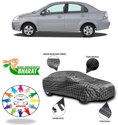 APNEK Car Cover For Chevrolet Aveo Uva (With Mirror Pockets)(Black, Silver)