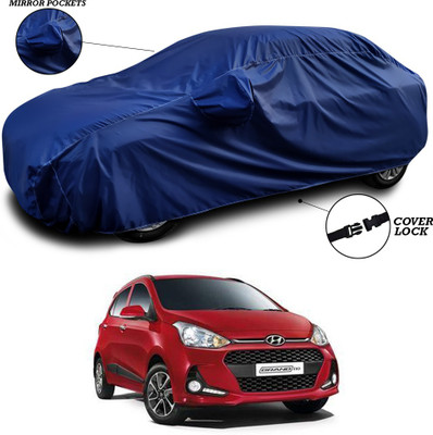 ANTHUB Car Cover For Hyundai Grand i10 (With Mirror Pockets)(Blue)