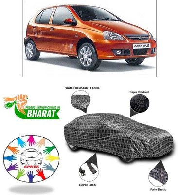 APNEK Car Cover For Tata Indica V2 (With Mirror Pockets)(Black, Silver)