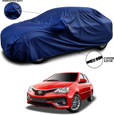 ANTHUB Car Cover For Toyota Platinum Etios (With Mirror Pockets)(Blue)