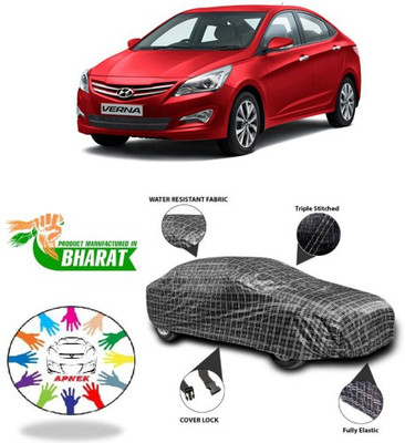 APNEK Car Cover For Hyundai Fluidic Verna 4S (With Mirror Pockets)(Black, Silver, Grey)