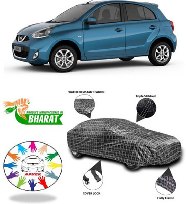 APNEK Car Cover For Nissan Micra Active (Without Mirror Pockets)(Black, Silver)
