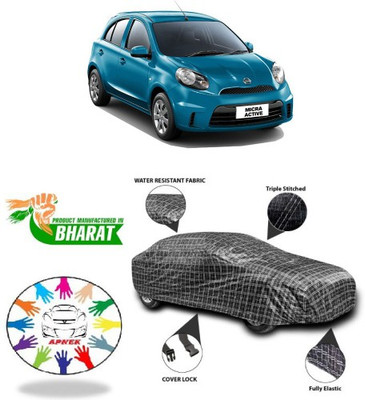 APNEK Car Cover For Nissan Micra (With Mirror Pockets)(Black, White)