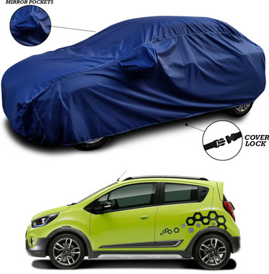 ANTHUB Car Cover For Chevrolet Beat (With Mirror Pockets)(Blue)