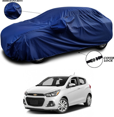 SEBONGO Car Cover For Chevrolet Spark (With Mirror Pockets)(Blue)