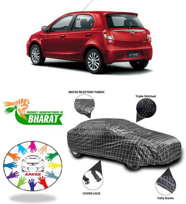 APNEK Car Cover For Toyota Etios (With Mirror Pockets)(Black, White)