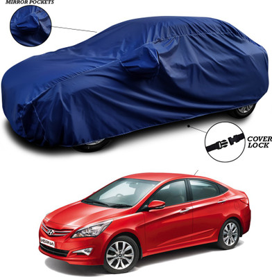 ANTHUB Car Cover For Hyundai Fluidic Verna 4S (With Mirror Pockets)(Blue)