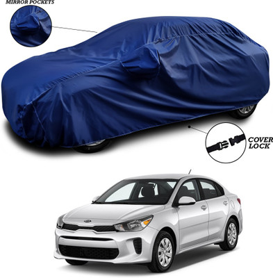 SEBONGO Car Cover For Kia Rio (With Mirror Pockets)(Blue)