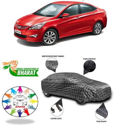 APNEK Car Cover For Hyundai Fluidic Verna (With Mirror Pockets)(Black, Silver, Grey)