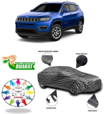 APNEK Car Cover For Jeep Compass (With Mirror Pockets)(Black, Silver, Grey)