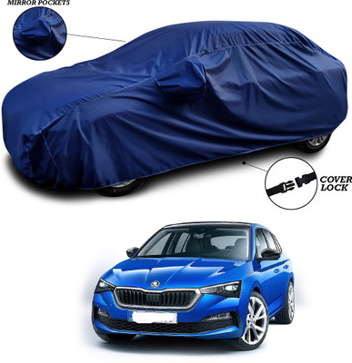 ANTHUB Car Cover For Skoda Fabia (With Mirror Pockets)(Blue)