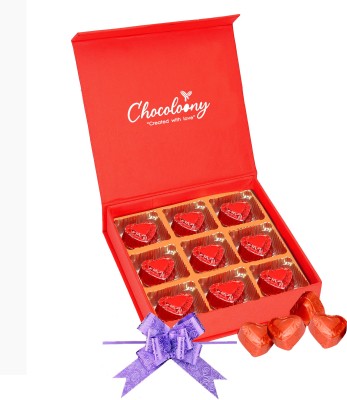 Chocoloony Heart Chocolates Gift Box for Birthday, Anniversary, Valentine Day 9Pcs Mlik Chocolate Truffles(9 Units)