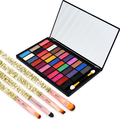 adbeni Combo - 33 Color Eye Shadow, Makeup Brushes Set, Pack of 5, (GC1175)(5 Items in the set)