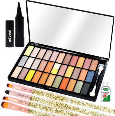 adbeni Combo - 33 Color Eye Shadow, Makeup Brushes Set, Pack of 7, (GC1159)(7 Items in the set)
