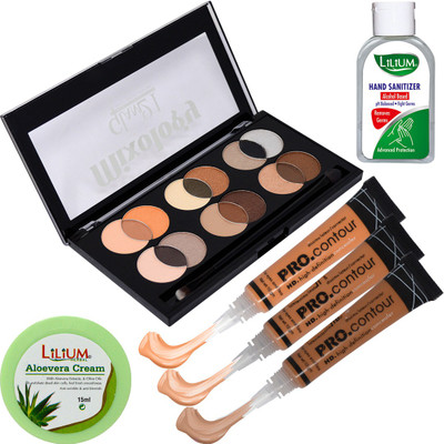 adbeni Combo - 18 Color Eye Shadow & Contour with Lilium Aloevera Cream, Pack of 6, (GC1119)(4 Items in the set)