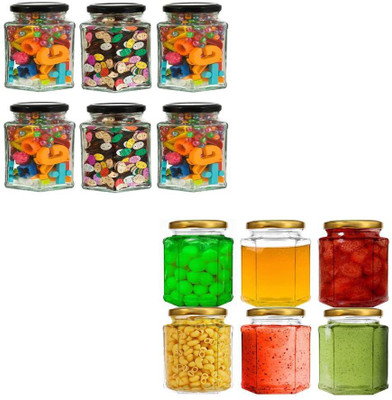 Sitaram Creation Glass Grocery Container  - 250 ml(Pack of 12, Clear)