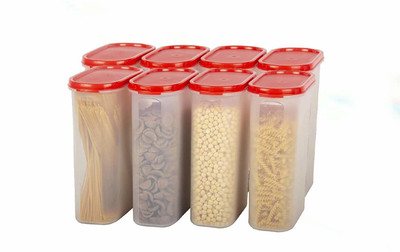 Cutting EDGE Plastic Utility Container  - 2400 ml(Pack of 8, Red)
