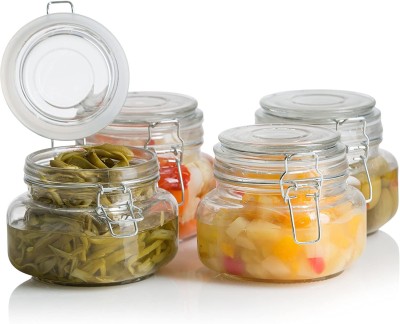 SKGREEN Glass Grocery Container  - 550 ml(Pack of 4, Clear)