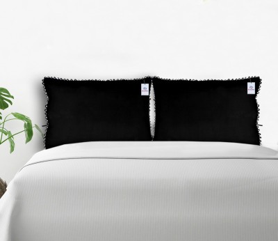 Heart Home Plain Pillows Cover(Pack of 2, 43 cm*61 cm, Black)