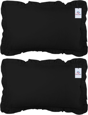 Heart Home Plain Pillows Cover(Pack of 2, 45 cm*68 cm, Black)