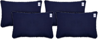 Heart Home Plain Pillows Cover(Pack of 4, 43 cm*61 cm, Blue)