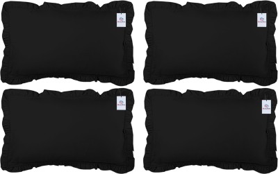 Heart Home Plain Pillows Cover(Pack of 4, 45 cm*68 cm, Black)