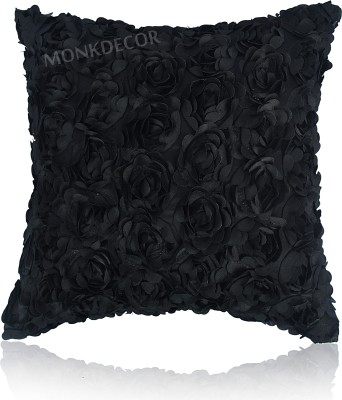 DECOLOGY Satin Cushions Cover(Pack of 2, 40 cm*40 cm, Black)